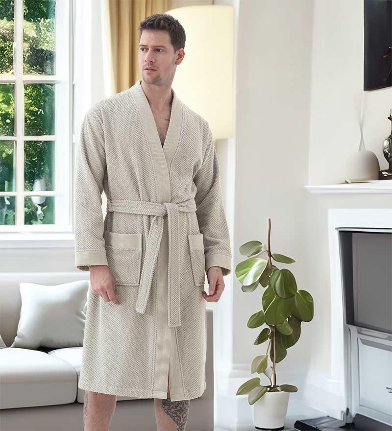 Men's Organic Turkish Cotton Terry Kimono Robe | Terry Cloth Bathrobe - The Higher Flower