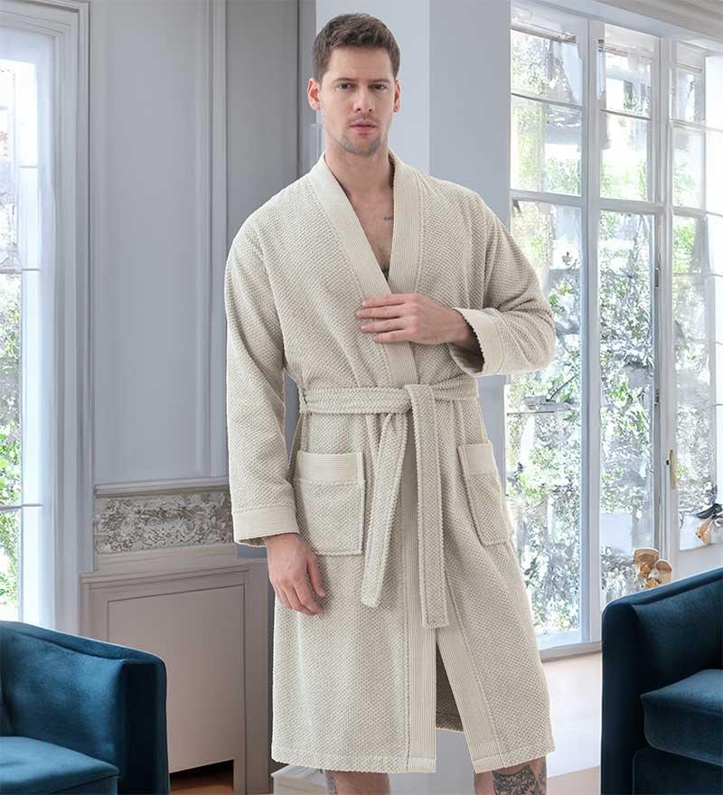 Men's Organic Turkish Cotton Terry Kimono Robe | Terry Cloth Bathrobe - The Higher Flower