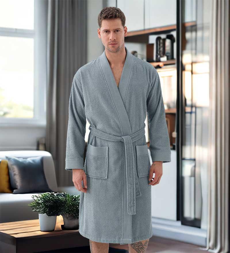 Men's Organic Turkish Cotton Terry Kimono Robe | Terry Cloth Bathrobe - The Higher Flower