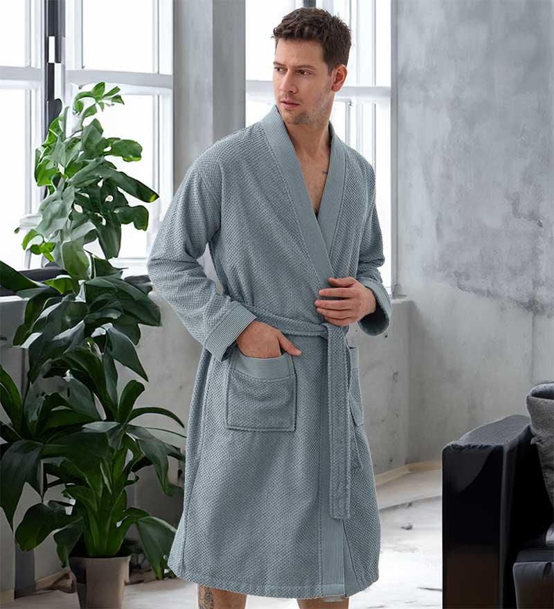 Men's Organic Turkish Cotton Terry Kimono Robe | Terry Cloth Bathrobe - The Higher Flower