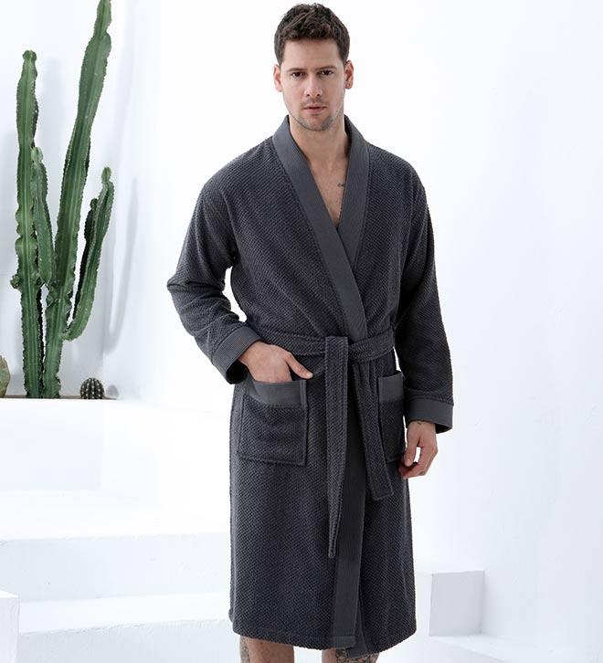 Men's Organic Turkish Cotton Terry Kimono Robe | Terry Cloth Bathrobe - The Higher Flower