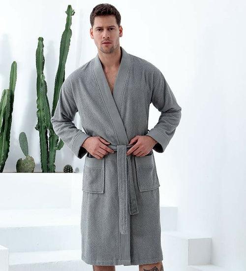 Men's Organic Turkish Cotton Terry Kimono Robe | Terry Cloth Bathrobe - The Higher Flower