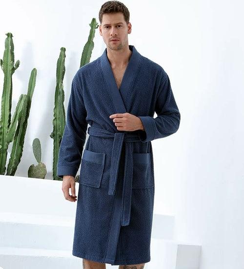 Men's Organic Turkish Cotton Terry Kimono Robe | Terry Cloth Bathrobe - The Higher Flower