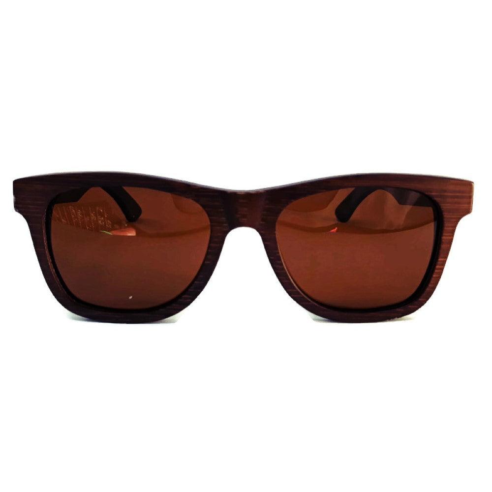 Crimson Wooden Sunglasses With Bamboo Case, Tea Polarized Lenses, - The Higher Flower