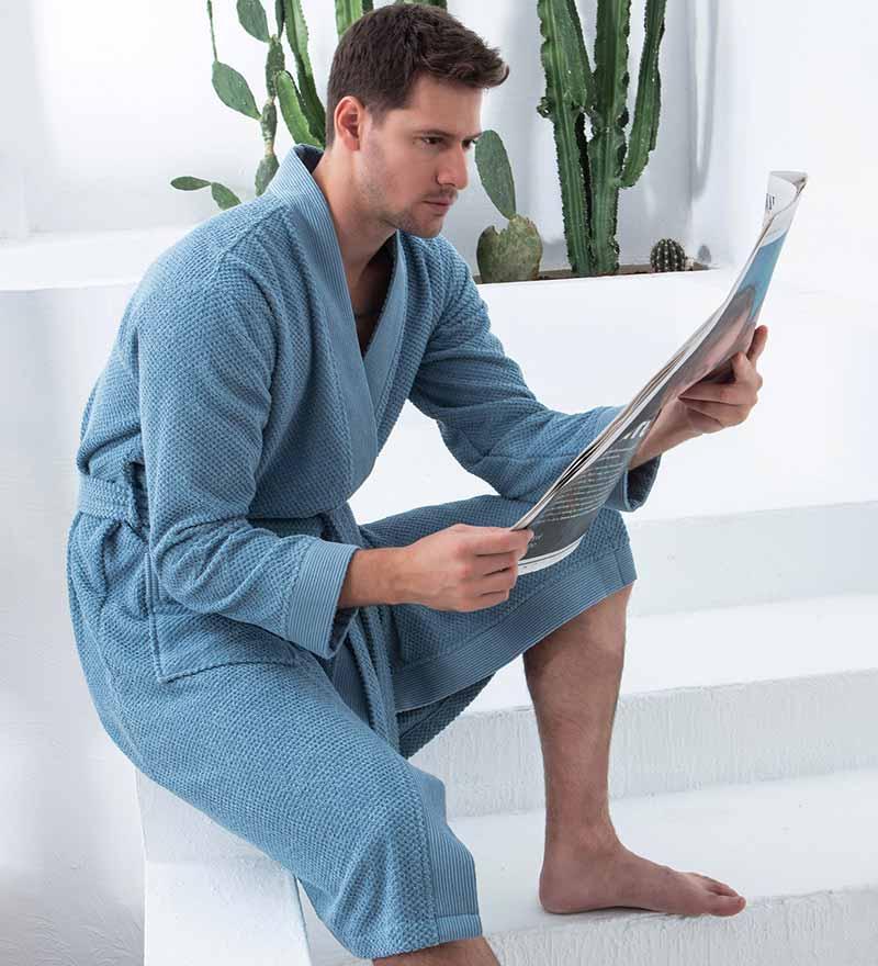 Men's Organic Turkish Cotton Terry Kimono Robe | Terry Cloth Bathrobe - The Higher Flower