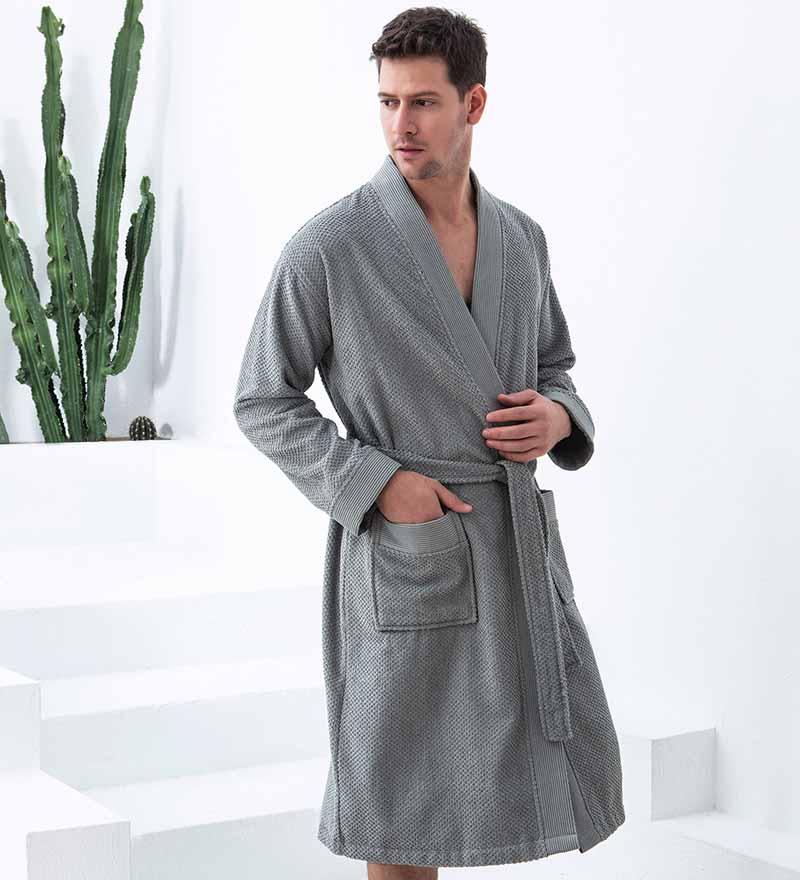 Men's Organic Turkish Cotton Terry Kimono Robe | Terry Cloth Bathrobe - The Higher Flower